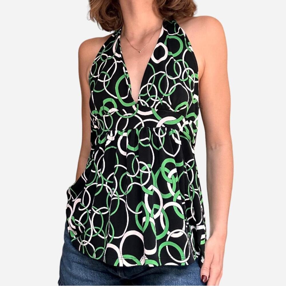 Slinky halter top green black white size large from rampage